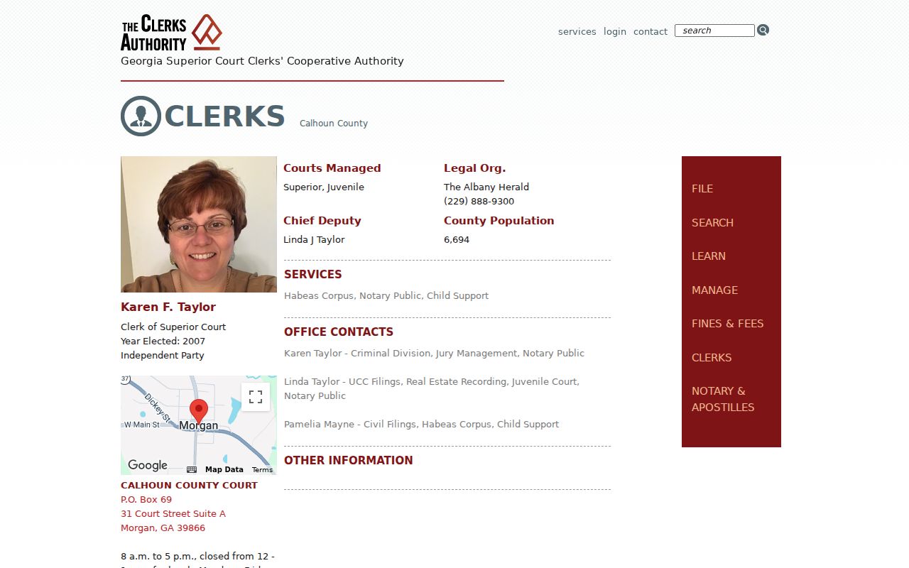Official Calhoun County Clerk profile for county code 19