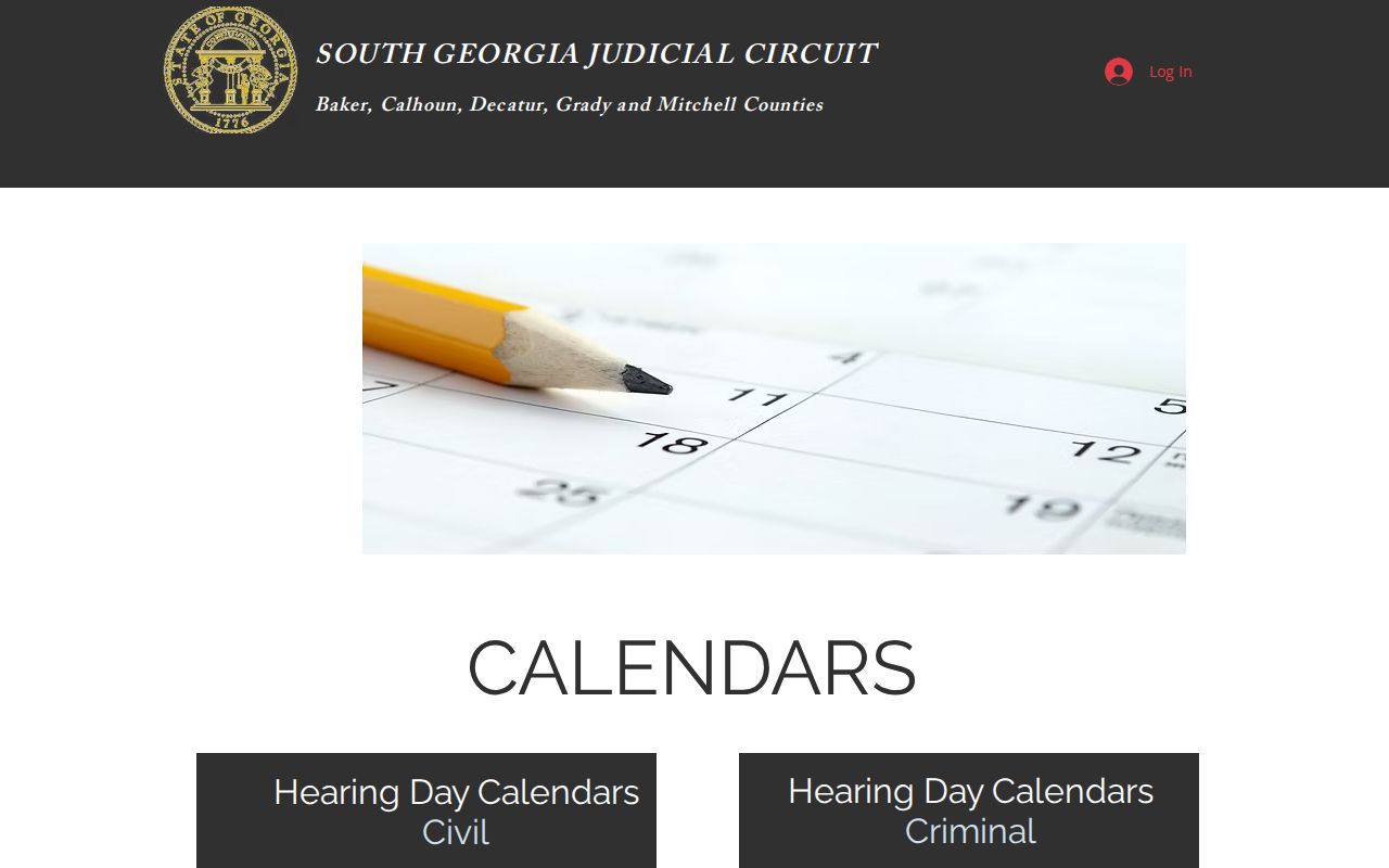 South Georgia Judicial Circuit calendar index