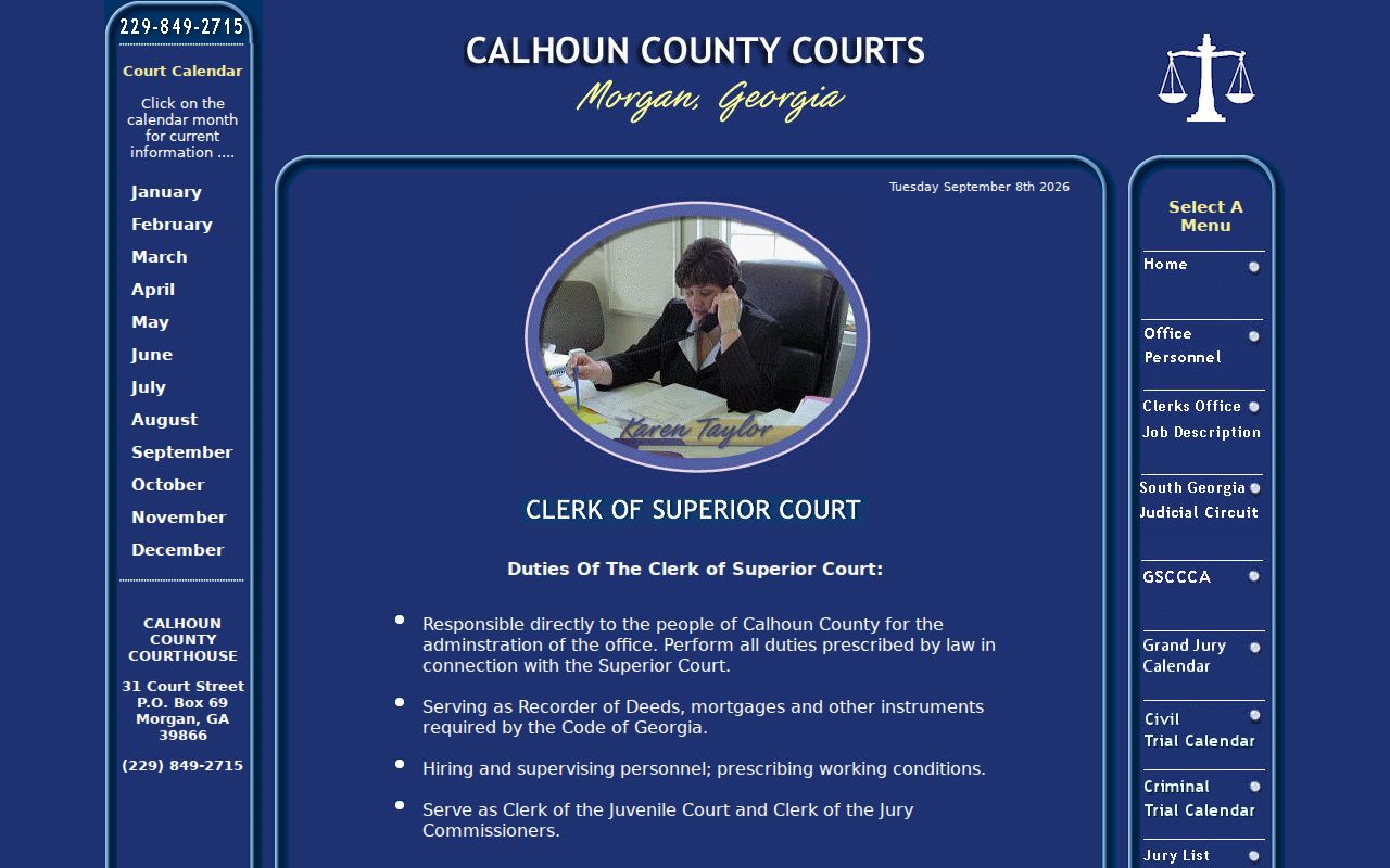 Calhoun County Clerk of Superior Court website